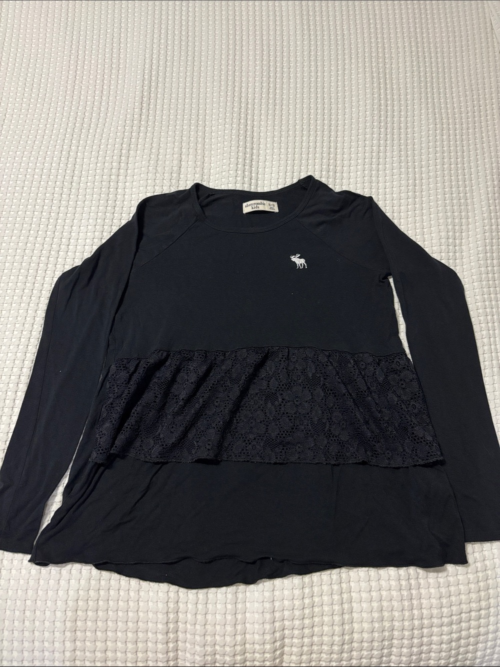 Abercrombie & Fitch Black Long Sleeve Top with Lace Panel